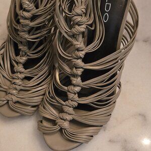 ALDO Taupe Strappy Knotted Cage Heels